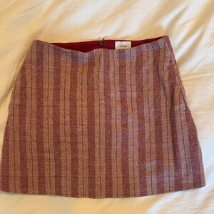 Wilfred Burgundy and Beige Striped Mini Skirt